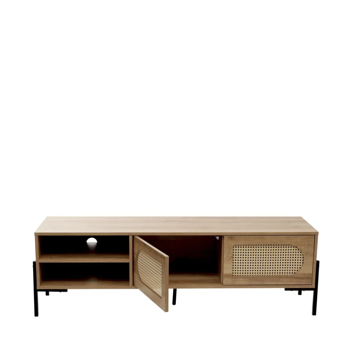 Szafka Rtv Haga Z Rattanem I Z Metalowymi Nogami 140X40X44 Cm