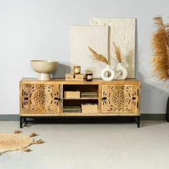 Szafka Rtv Tropea Lite Drewno Mango Z Akacja 150X40X60 Cm