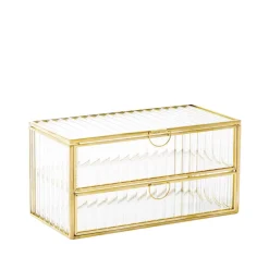 Szkatulka Na Bizuterie Grazia Z Szufladka Ze Szkla Prazkowanego 21X10X10,5 Cm