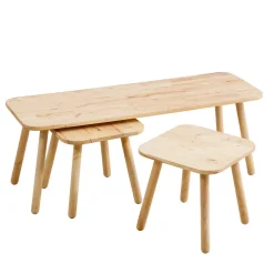 Zestaw Stolikow Kawowych Jatil Naturalny 120X40X43\\40X40X35,5 Cm